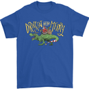 Santa T-Rex Drink Eat Merry Funny Christmas Mens T-Shirt Cotton Gildan Royal Blue
