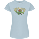Santa T-Rex Drink Eat Merry Funny Christmas Womens Petite Cut T-Shirt Light Blue