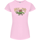 Santa T-Rex Drink Eat Merry Funny Christmas Womens Petite Cut T-Shirt Light Pink