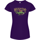Santa T-Rex Drink Eat Merry Funny Christmas Womens Petite Cut T-Shirt Purple