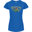 Santa T-Rex Drink Eat Merry Funny Christmas Womens Petite Cut T-Shirt Royal Blue