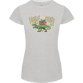 Santa T-Rex Drink Eat Merry Funny Christmas Womens Petite Cut T-Shirt Sports Grey