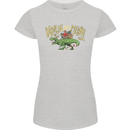 Santa T-Rex Drink Eat Merry Funny Christmas Womens Petite Cut T-Shirt Sports Grey