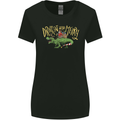 Santa T-Rex Drink Eat Merry Funny Christmas Womens Wider Cut T-Shirt Black