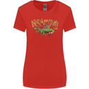 Santa T-Rex Drink Eat Merry Funny Christmas Womens Wider Cut T-Shirt Red