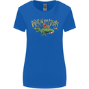 Santa T-Rex Drink Eat Merry Funny Christmas Womens Wider Cut T-Shirt Royal Blue