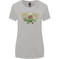 Santa T-Rex Drink Eat Merry Funny Christmas Womens Wider Cut T-Shirt Sports Grey