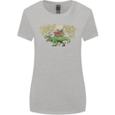 Santa T-Rex Drink Eat Merry Funny Christmas Womens Wider Cut T-Shirt Sports Grey