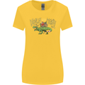 Santa T-Rex Drink Eat Merry Funny Christmas Womens Wider Cut T-Shirt Yellow
