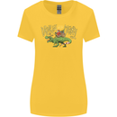 Santa T-Rex Drink Eat Merry Funny Christmas Womens Wider Cut T-Shirt Yellow