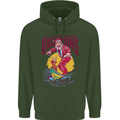 Santa Vacations Funny Christmas Surfer Surfing Childrens Kids Hoodie Forest Green