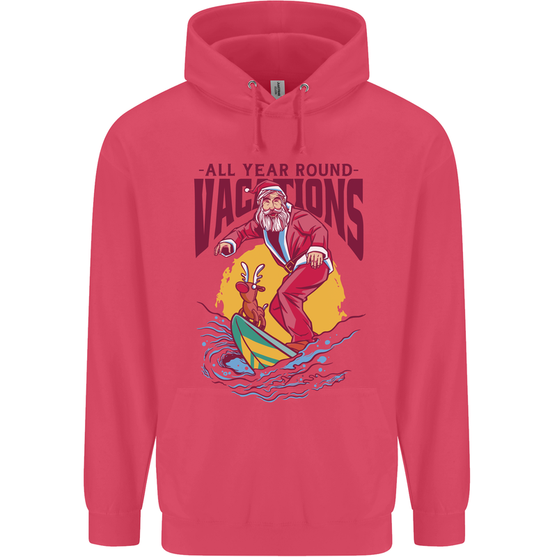 Santa Vacations Funny Christmas Surfer Surfing Childrens Kids Hoodie Heliconia
