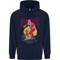 Santa Vacations Funny Christmas Surfer Surfing Childrens Kids Hoodie Navy Blue