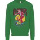 Santa Vacations Funny Christmas Surfer Surfing Kids Sweatshirt Jumper Irish Green
