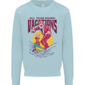 Santa Vacations Funny Christmas Surfer Surfing Kids Sweatshirt Jumper Light Blue