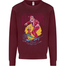 Santa Vacations Funny Christmas Surfer Surfing Kids Sweatshirt Jumper Maroon