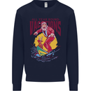 Santa Vacations Funny Christmas Surfer Surfing Kids Sweatshirt Jumper Navy Blue