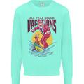 Santa Vacations Funny Christmas Surfer Surfing Kids Sweatshirt Jumper Peppermint
