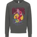 Santa Vacations Funny Christmas Surfer Surfing Kids Sweatshirt Jumper Storm Grey