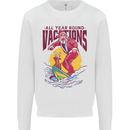 Santa Vacations Funny Christmas Surfer Surfing Kids Sweatshirt Jumper White