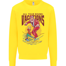 Santa Vacations Funny Christmas Surfer Surfing Kids Sweatshirt Jumper Yellow