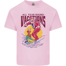 Santa Vacations Funny Christmas Surfer Surfing Kids T-Shirt Childrens Light Pink
