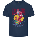 Santa Vacations Funny Christmas Surfer Surfing Kids T-Shirt Childrens Navy Blue