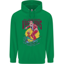 Santa Vacations Funny Christmas Surfer Surfing Mens 80% Cotton Hoodie Irish Green