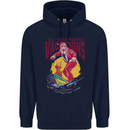Santa Vacations Funny Christmas Surfer Surfing Mens 80% Cotton Hoodie Navy Blue