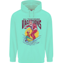 Santa Vacations Funny Christmas Surfer Surfing Mens 80% Cotton Hoodie Peppermint
