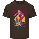 Santa Vacations Funny Christmas Surfer Surfing Mens Cotton T-Shirt Tee Top Dark Chocolate