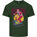 Santa Vacations Funny Christmas Surfer Surfing Mens Cotton T-Shirt Tee Top Forest Green