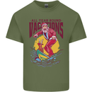 Santa Vacations Funny Christmas Surfer Surfing Mens Cotton T-Shirt Tee Top Military Green