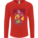 Santa Vacations Funny Christmas Surfer Surfing Mens Long Sleeve T-Shirt Red