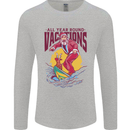 Santa Vacations Funny Christmas Surfer Surfing Mens Long Sleeve T-Shirt Sports Grey