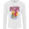 Santa Vacations Funny Christmas Surfer Surfing Mens Long Sleeve T-Shirt White