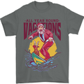 Santa Vacations Funny Christmas Surfer Surfing Mens T-Shirt 100% Cotton Charcoal