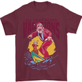 Santa Vacations Funny Christmas Surfer Surfing Mens T-Shirt 100% Cotton Maroon