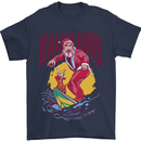 Santa Vacations Funny Christmas Surfer Surfing Mens T-Shirt 100% Cotton Navy Blue