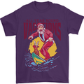Santa Vacations Funny Christmas Surfer Surfing Mens T-Shirt 100% Cotton Purple