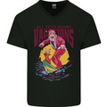 Santa Vacations Funny Christmas Surfer Surfing Mens V-Neck Cotton T-Shirt Black