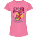 Santa Vacations Funny Christmas Surfer Surfing Womens Petite Cut T-Shirt Azalea