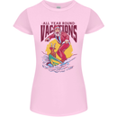 Santa Vacations Funny Christmas Surfer Surfing Womens Petite Cut T-Shirt Light Pink