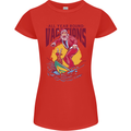 Santa Vacations Funny Christmas Surfer Surfing Womens Petite Cut T-Shirt Red