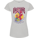 Santa Vacations Funny Christmas Surfer Surfing Womens Petite Cut T-Shirt Sports Grey