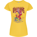 Santa Vacations Funny Christmas Surfer Surfing Womens Petite Cut T-Shirt Yellow