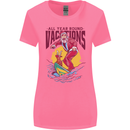 Santa Vacations Funny Christmas Surfer Surfing Womens Wider Cut T-Shirt Azalea