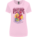 Santa Vacations Funny Christmas Surfer Surfing Womens Wider Cut T-Shirt Light Pink
