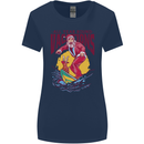 Santa Vacations Funny Christmas Surfer Surfing Womens Wider Cut T-Shirt Navy Blue