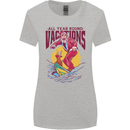 Santa Vacations Funny Christmas Surfer Surfing Womens Wider Cut T-Shirt Sports Grey